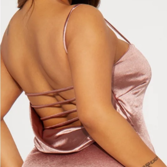 Fashion Nova Elegant Copper Satin Slip Dress with Side Slit Size 1X NEW - Picture 13 of 14